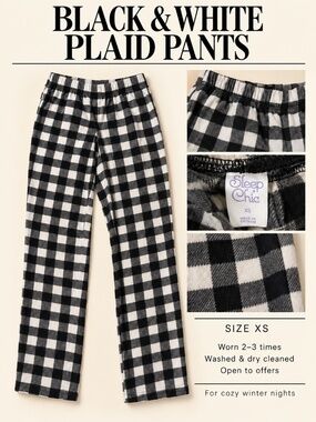 Black & White Plaid Flannel Pants